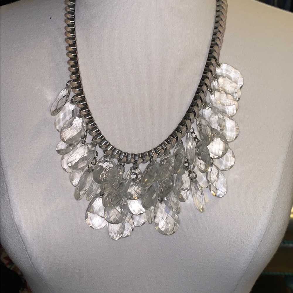 Silver Beaded Statement Necklace - image 1